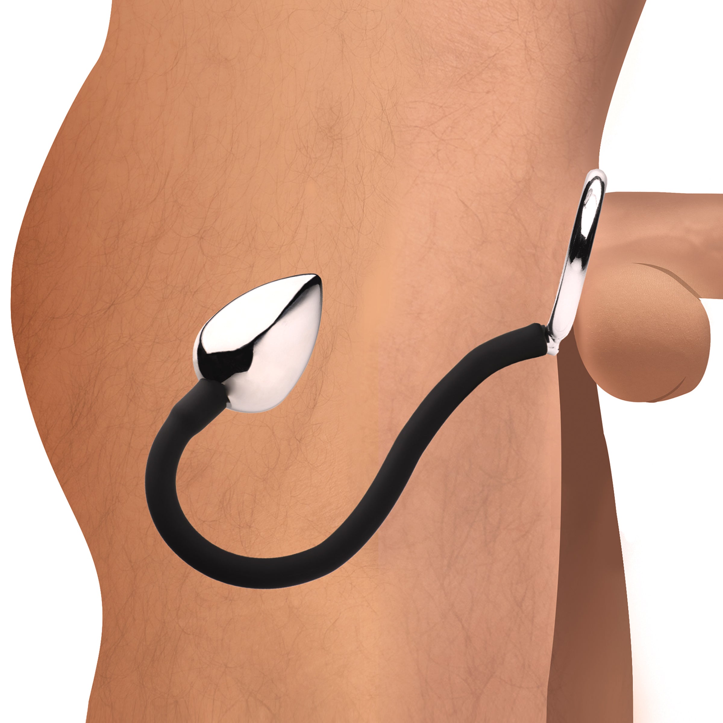 Tug and Plug Cock and Ball Ring with Anal Plug  Boyzshop