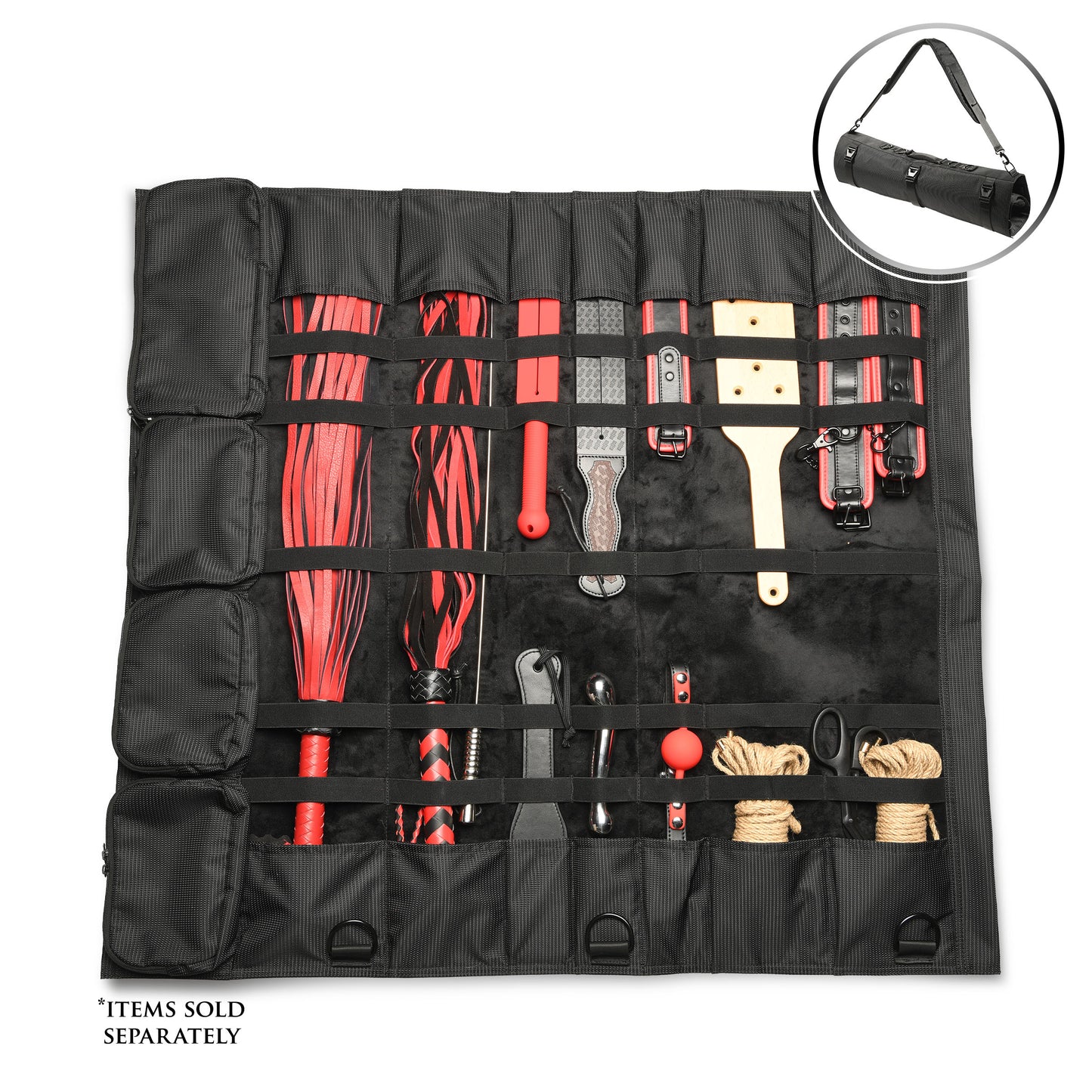 lastic straps and clips locking gear in place