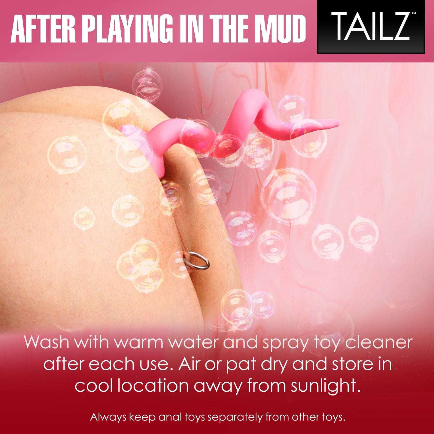 Pink Pig Tail Butt Plug