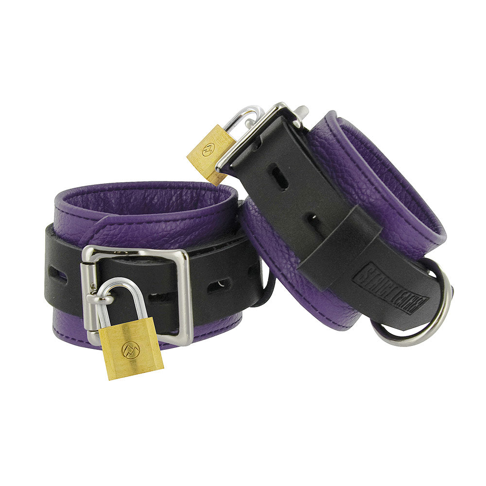 Strict Leather Black and Purple Deluxe Locking Restraints