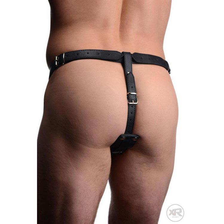 Male Cock Ring Harness with Silicone Anal Plug
