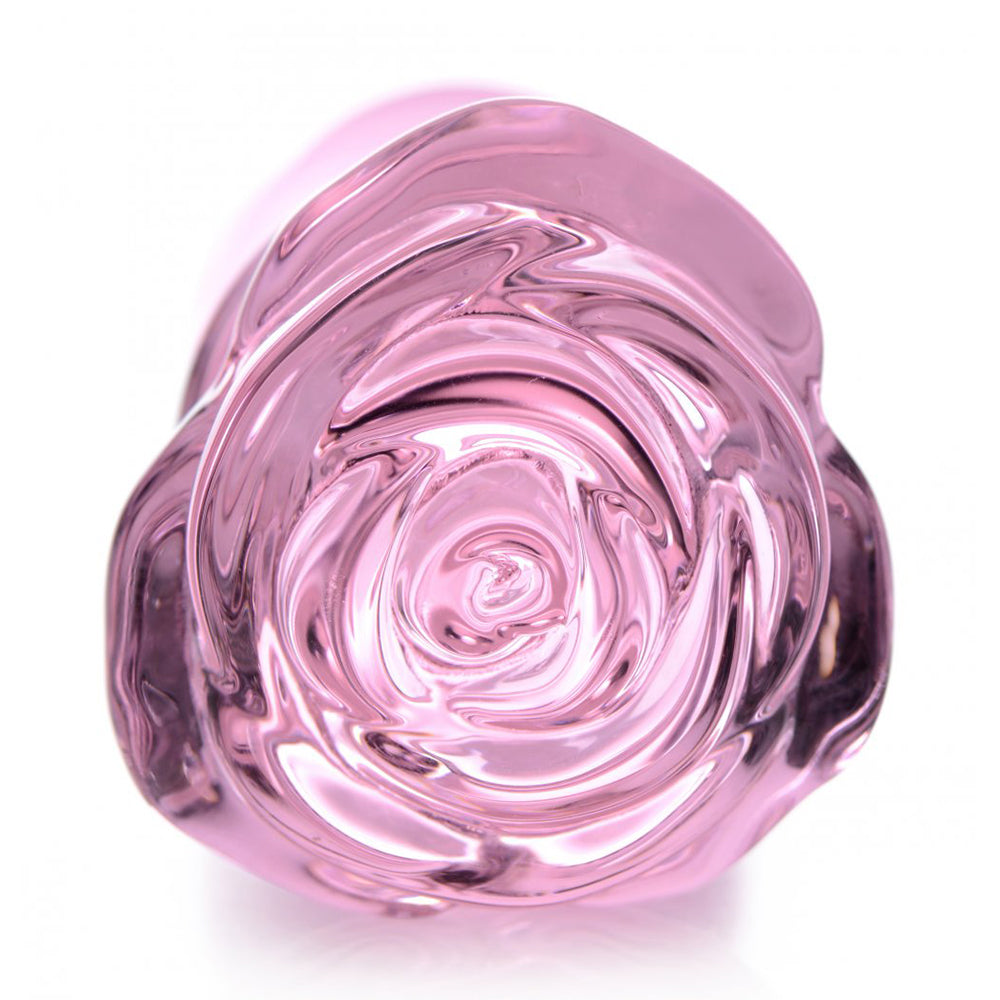 Pink Rose Glass Anal Plug