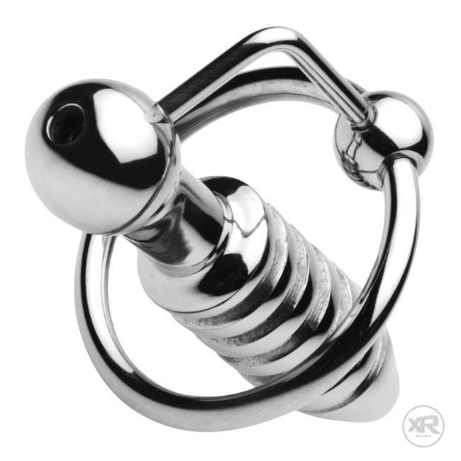 XL Ribbed Urethral Penis Plug with Hollow Core