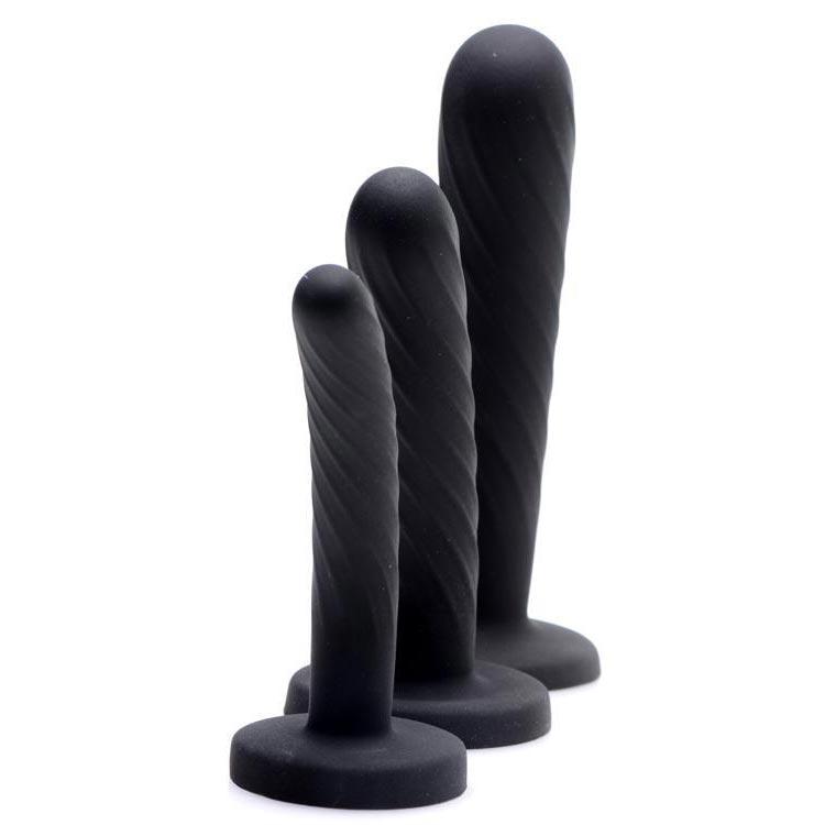 3 Piece Silicone Strap-On Set - Black
