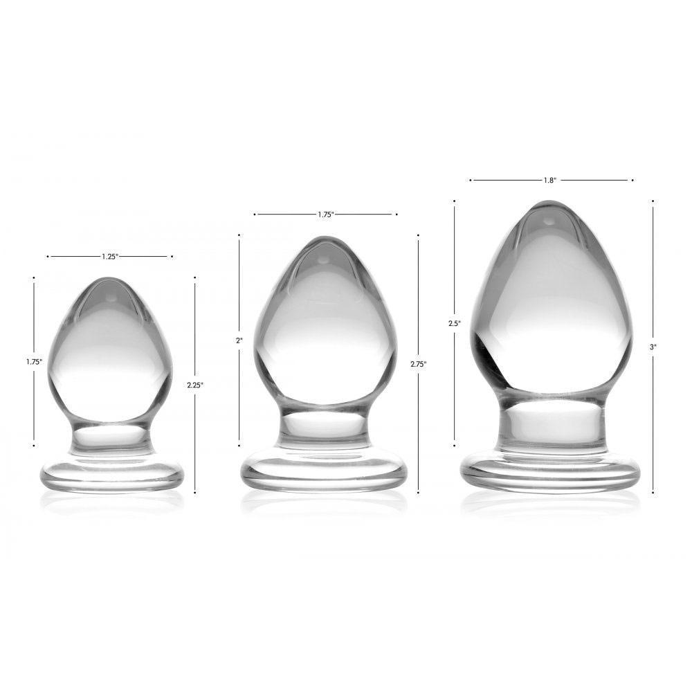 3 Piece Glass Anal Plug Kit
