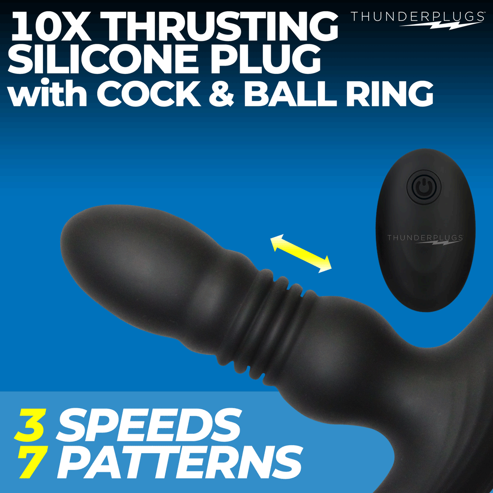 Thrusting Vibrator with Cock and Ball Ring and Remote Boyzshop Thrusting Vibrator with Cock and Ball Ring and Remote Boyzshop