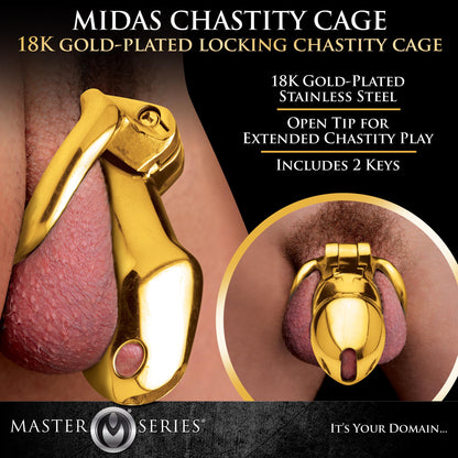 Midas 18K Gold-Plated Locking Chastity Cage