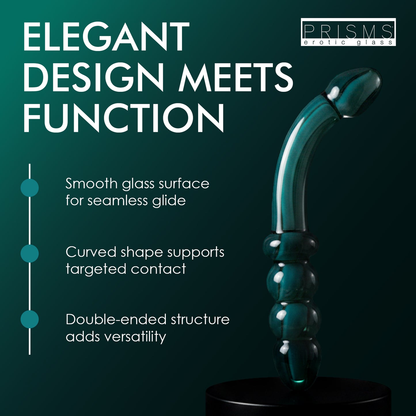 Smoky Jade Curved Glass Dildo
