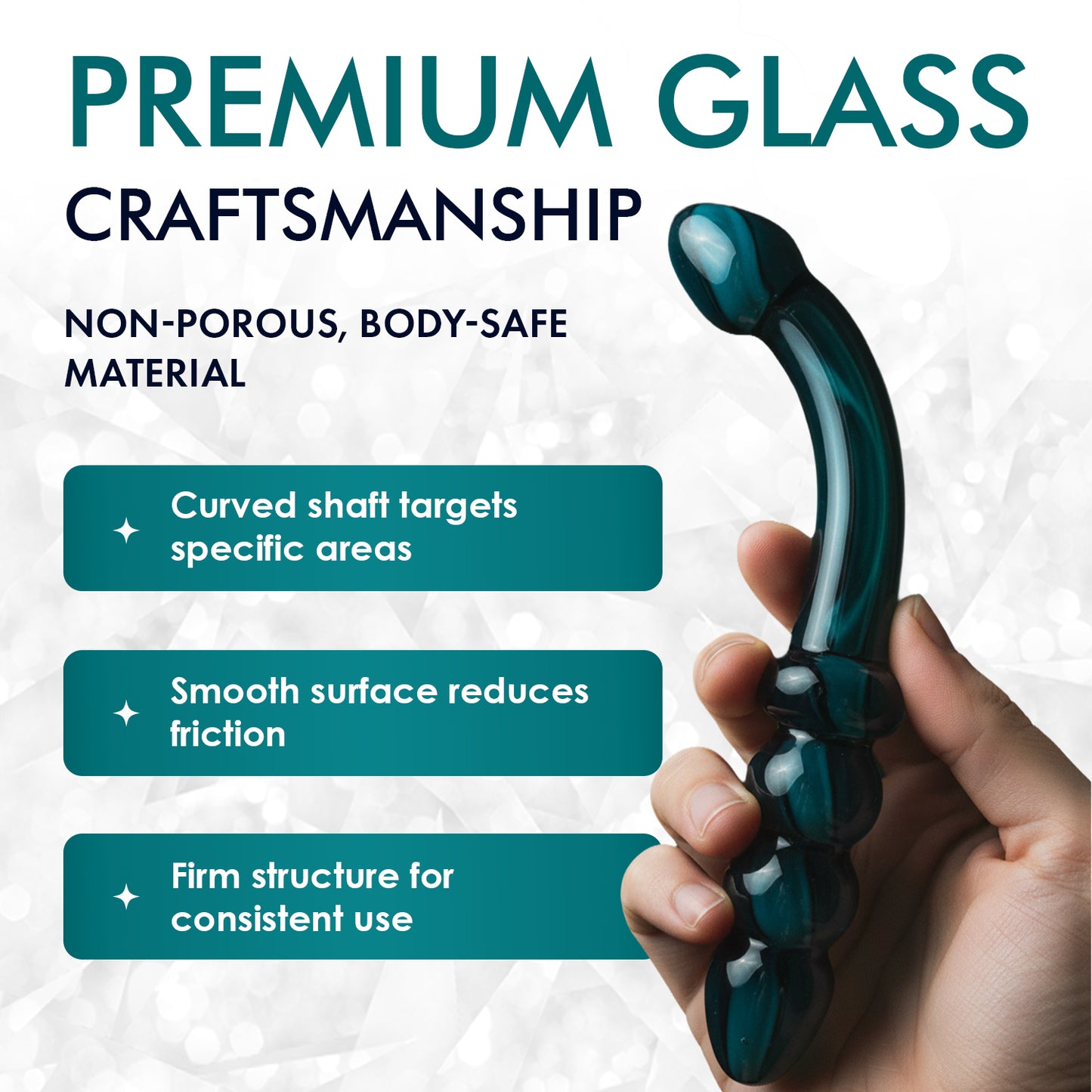 Smoky Jade Curved Glass Dildo