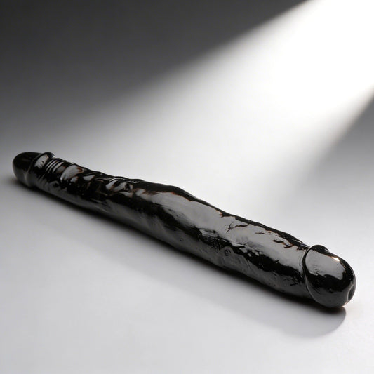 13 inch tapered double dildo for gay men black dual ended dildo for double penetration and deep stimulation