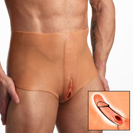 Pussy Panties silicone vagina and ass panties, front view