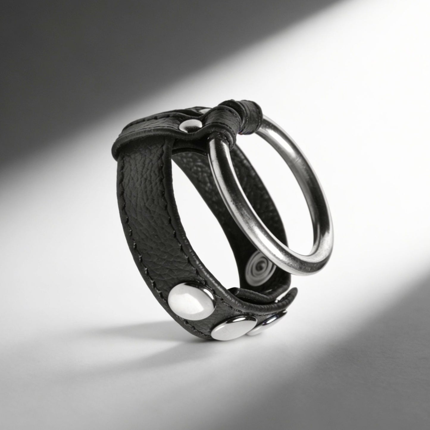 Leather and Steel Cock and Ball Ring