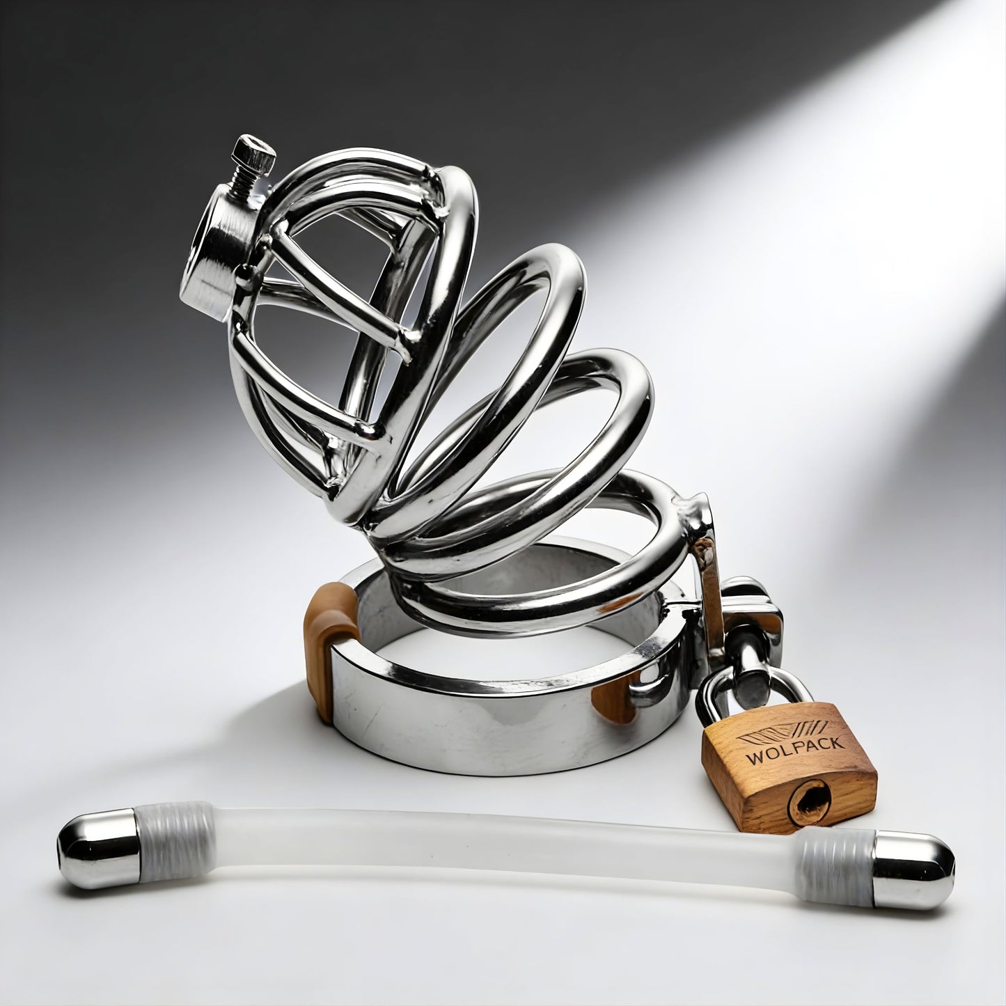 Stainless Steel Chastity Cage with Urethral Insert