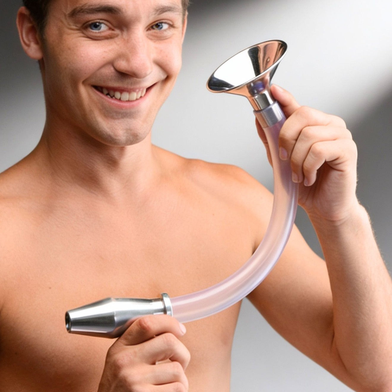 Stainless Steel Ass Funnel with Hollow Anal Plug