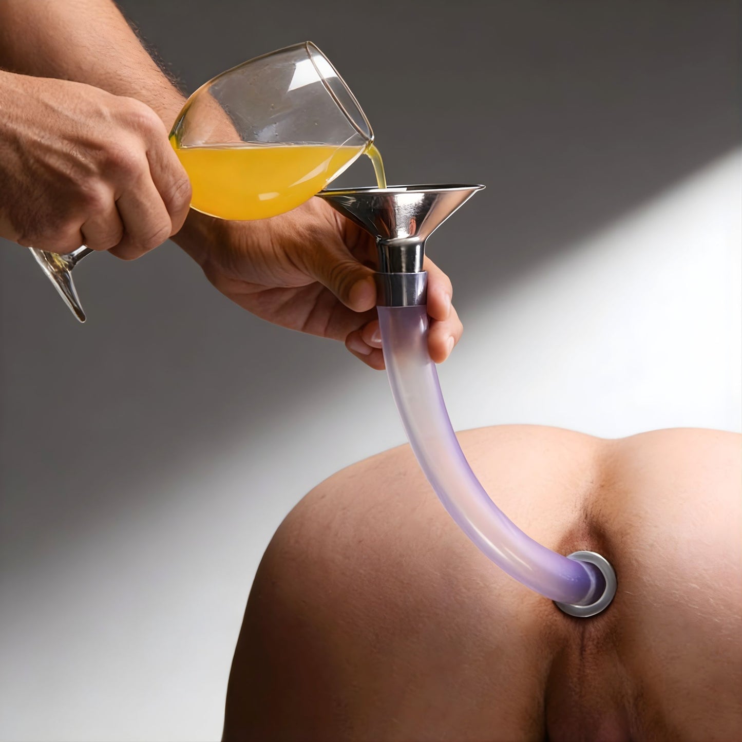 Stainless Steel Ass Funnel with Hollow Anal Plug