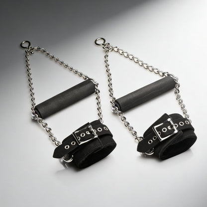Fur Lined Nubuck Leather Suspension Cuffs with Grip