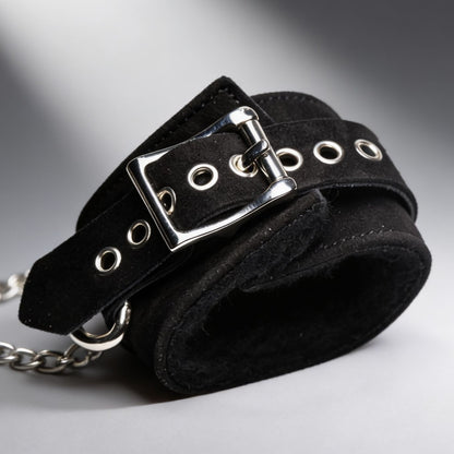 Fur Lined Nubuck Leather Suspension Cuffs with Grip