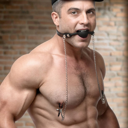 Silicone Ball Gag with Nipple Clamps