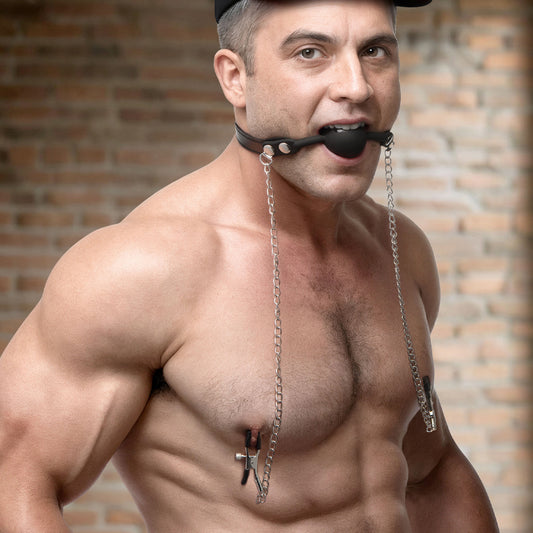 Silicone Ball Gag with Nipple Clamps
