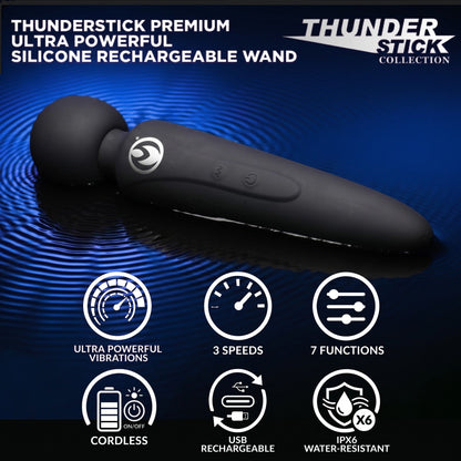 Thunderstick Premium Ultra Powerful Silicone Rechargeable Wand