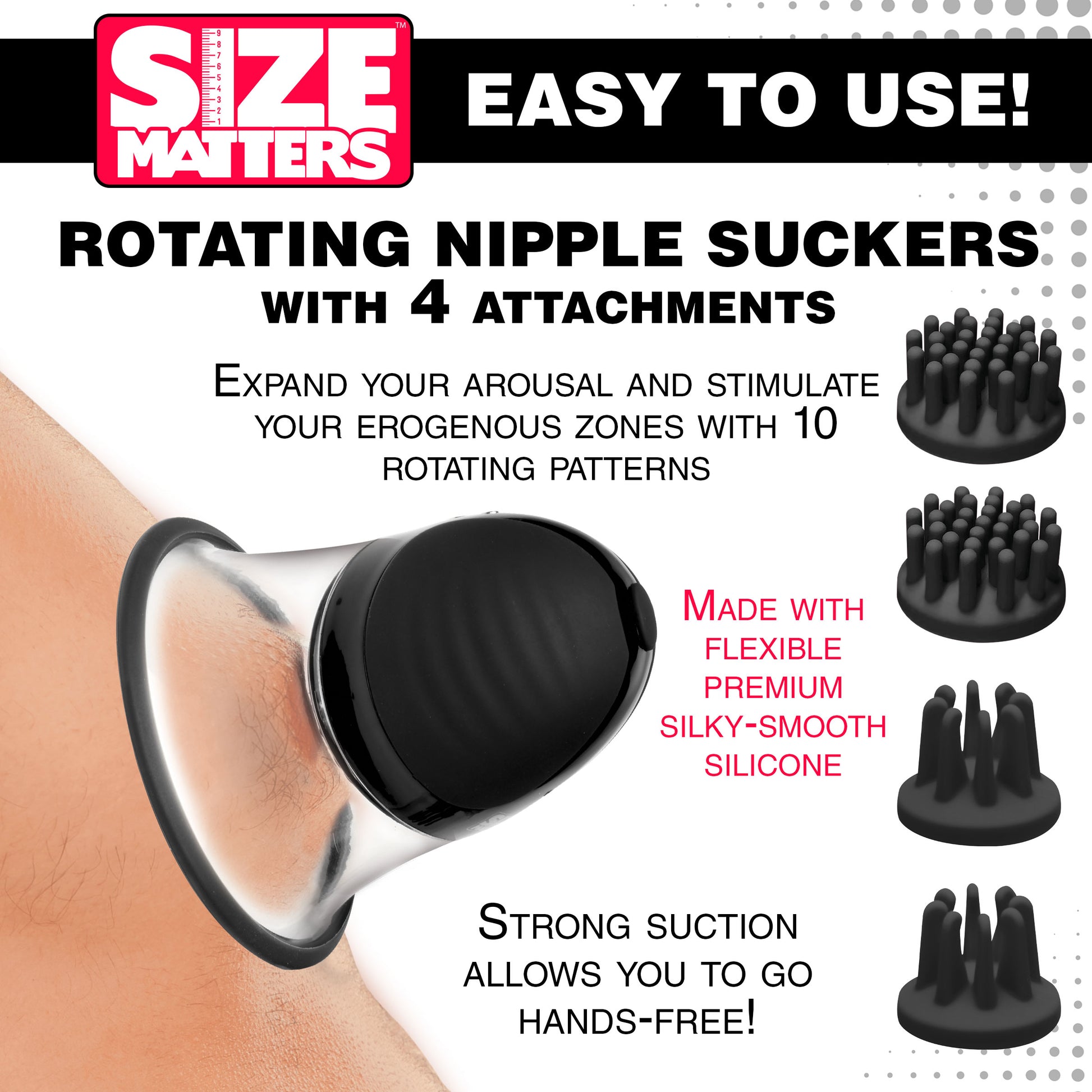 10X Rotating Nipple Suckers with 4 Attachments Boyzshop 10X Rotating Nipple Suckers with 4 Attachments Boyzshop