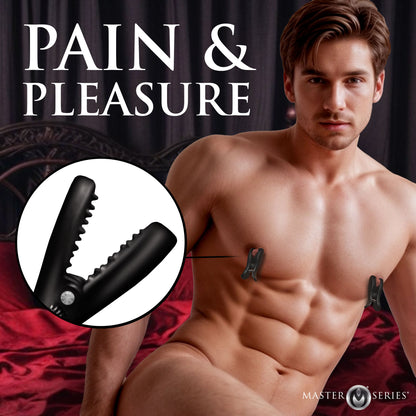 Dark Grip Wireless Vibrating Nipple Clamps with Rechargeable Case Boyzshop Dark Grip Wireless Vibrating Nipple Clamps with Rechargeable Case Boyzshop