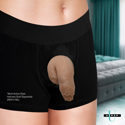 Uncut Silicone FTM Packer in medium in black boxers