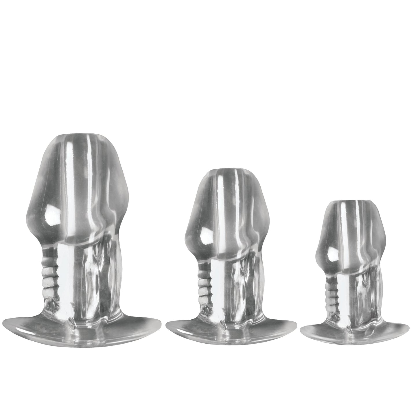 Dicked Clear Hollow Anal Plug 3pc Set