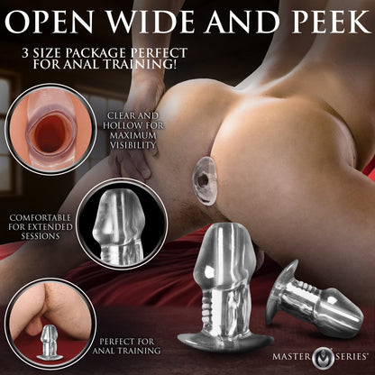 Dicked Clear Hollow Anal Plug 3pc Set