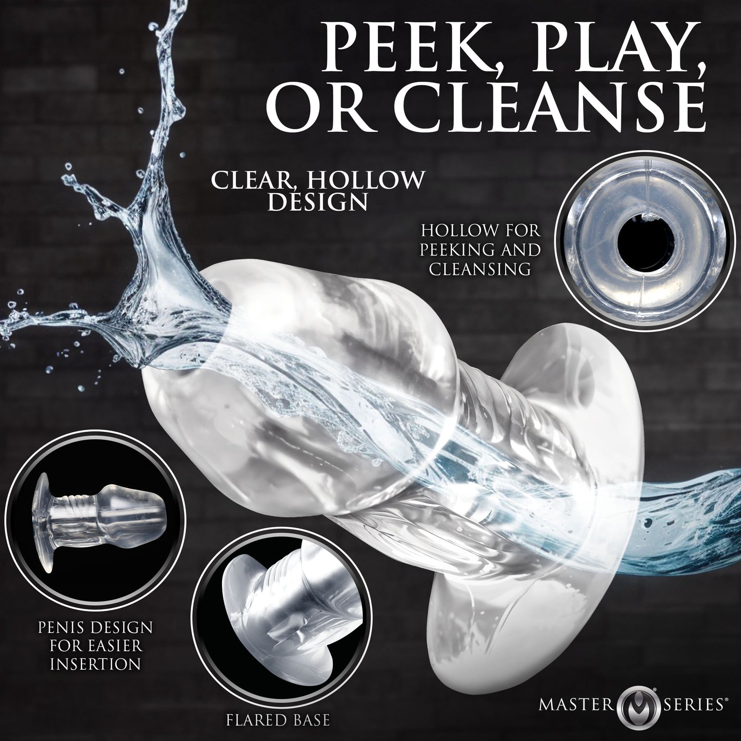 Dicked Clear Hollow Anal Plug 3pc Set
