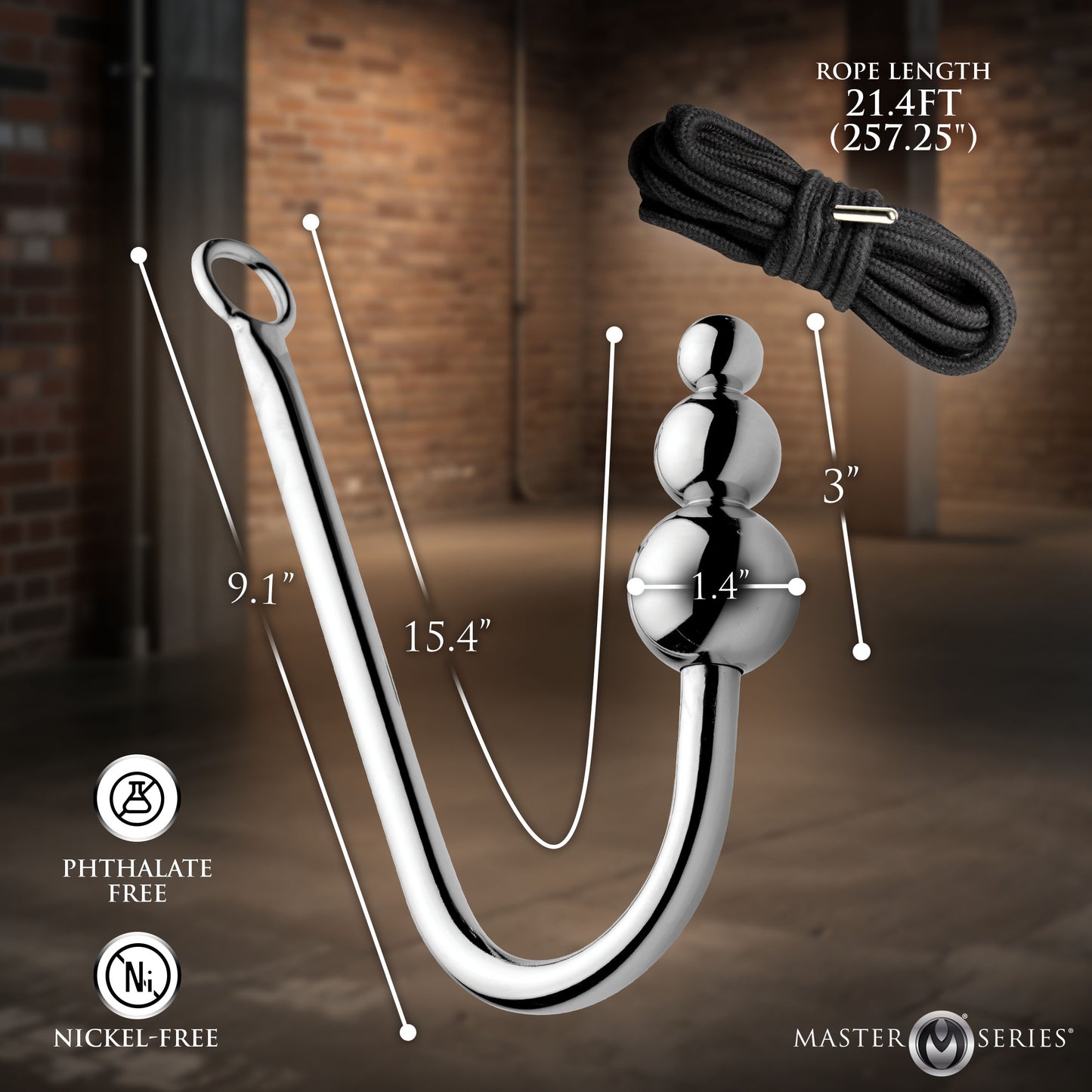 Beaded Anal Hook with Rope