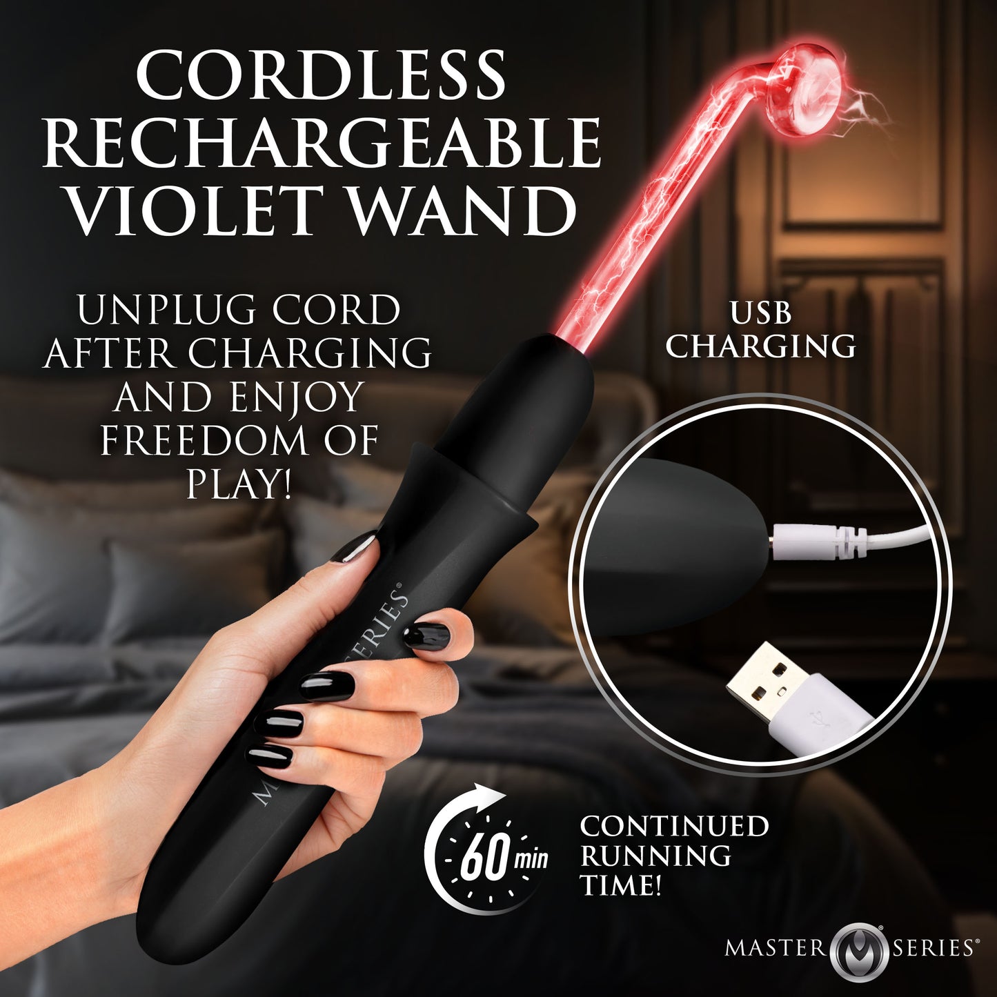 Elektrawand Rechargeable Violet Wand w/ Attachments