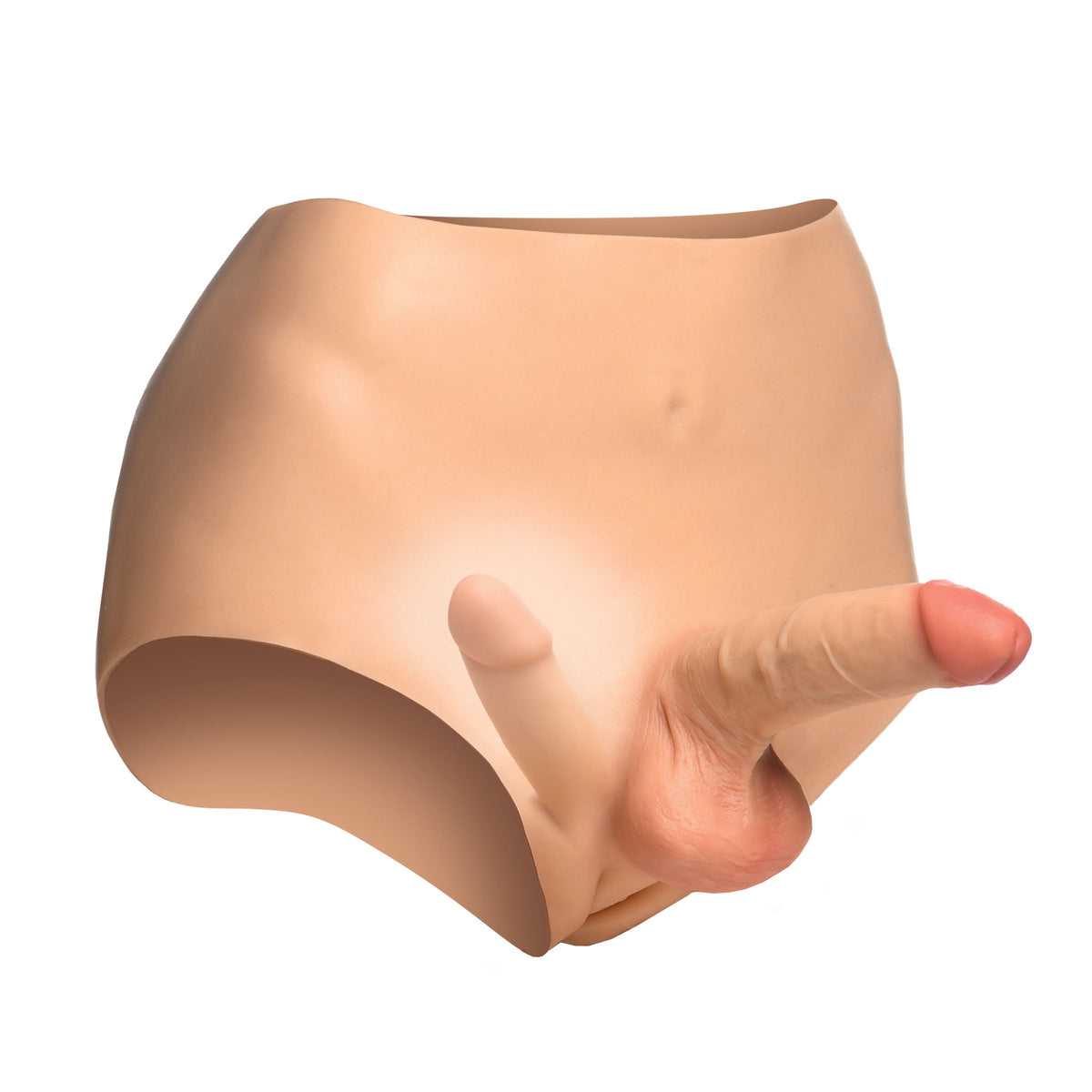 Double Boner Briefs flat view with inner and outer dildo