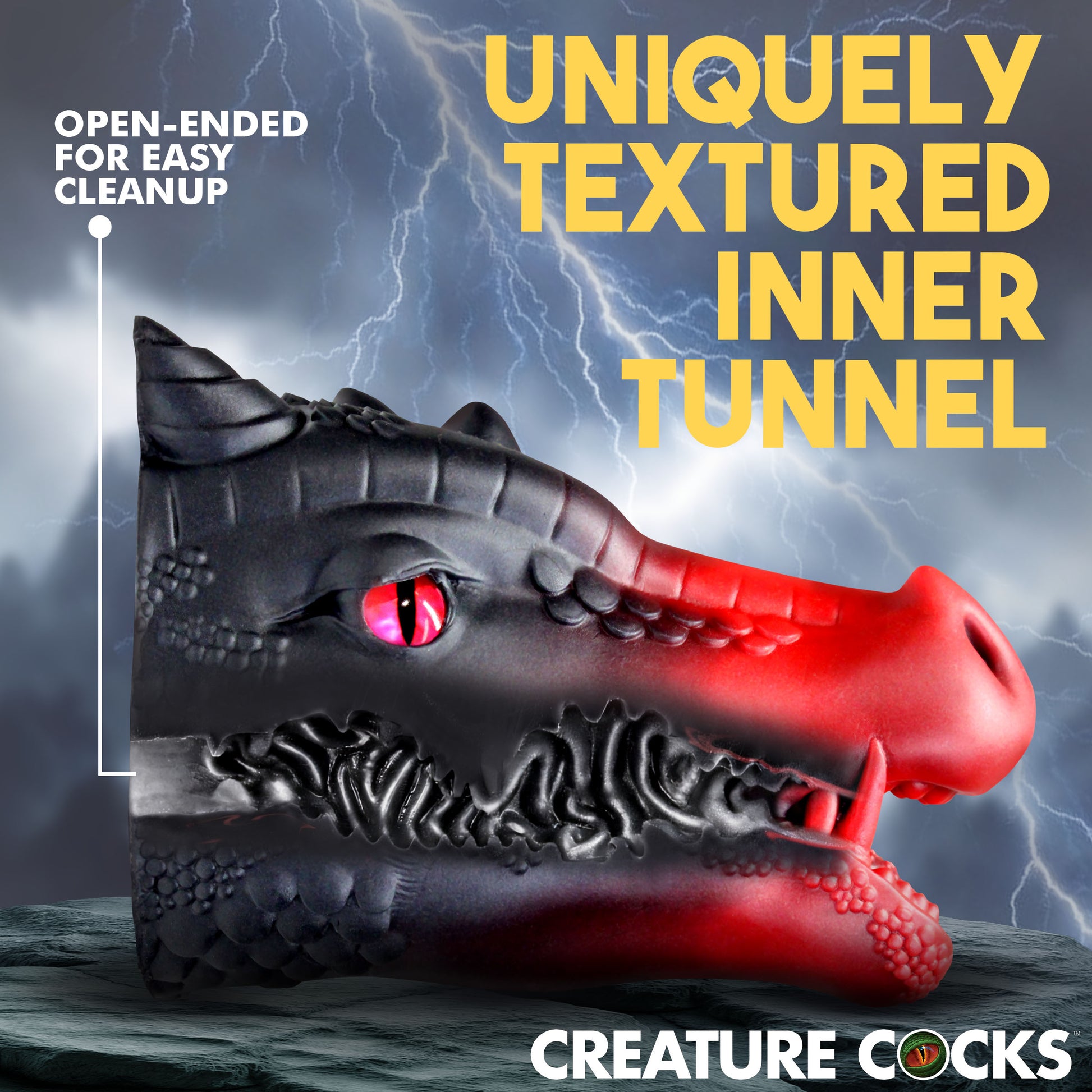 buy gay silicone dragon masturbator Drago Creature Cocks ash open-ended textured tunnel