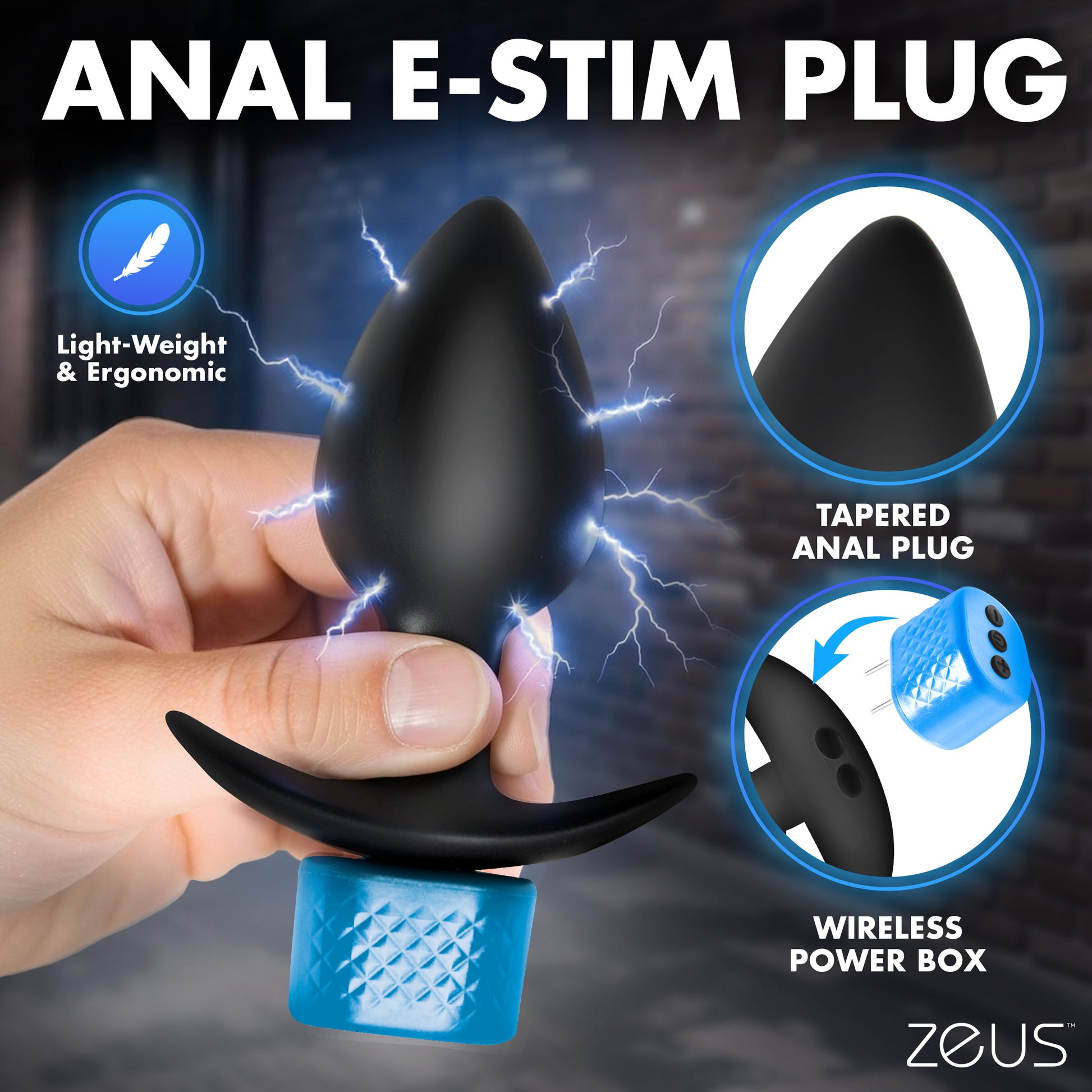 shop Zeus 2-in-1 e-stim anal plug head teaser kit for gay-friendly kink pleasure online