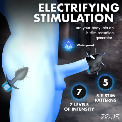 best gay-friendly e-stim anal plug head teaser kit Zeus 2-in-1 front-and-back scenes