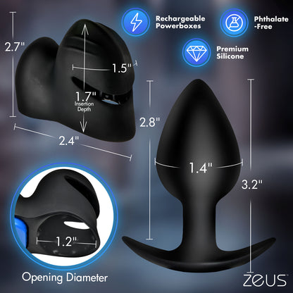Zeus 2-in-1 e-stim anal plug head teaser kit gay-friendly prostate electropleasure kink