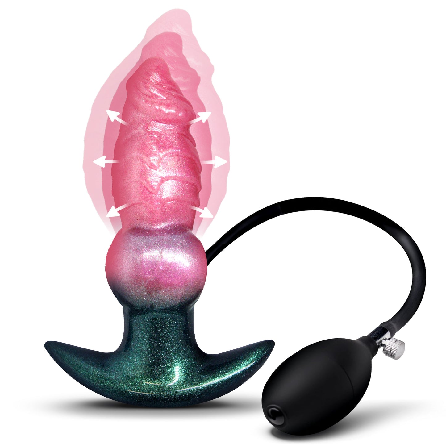 Likan Creature Cocks bubble-gum pink emerald gay inflatable canine anal training plug