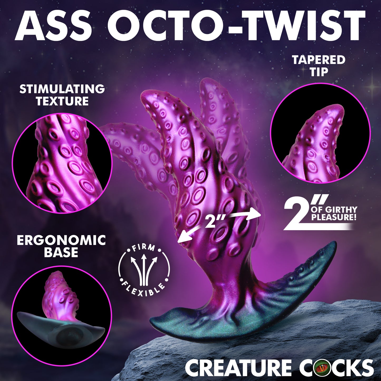 fantasy tentacle anal plug gay men 2 inch girth sucker texture extended wear