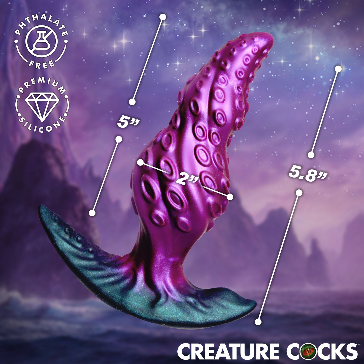 Octo-Twist anal plug gay men 5 insertable 2 girth sucker texture dark violet