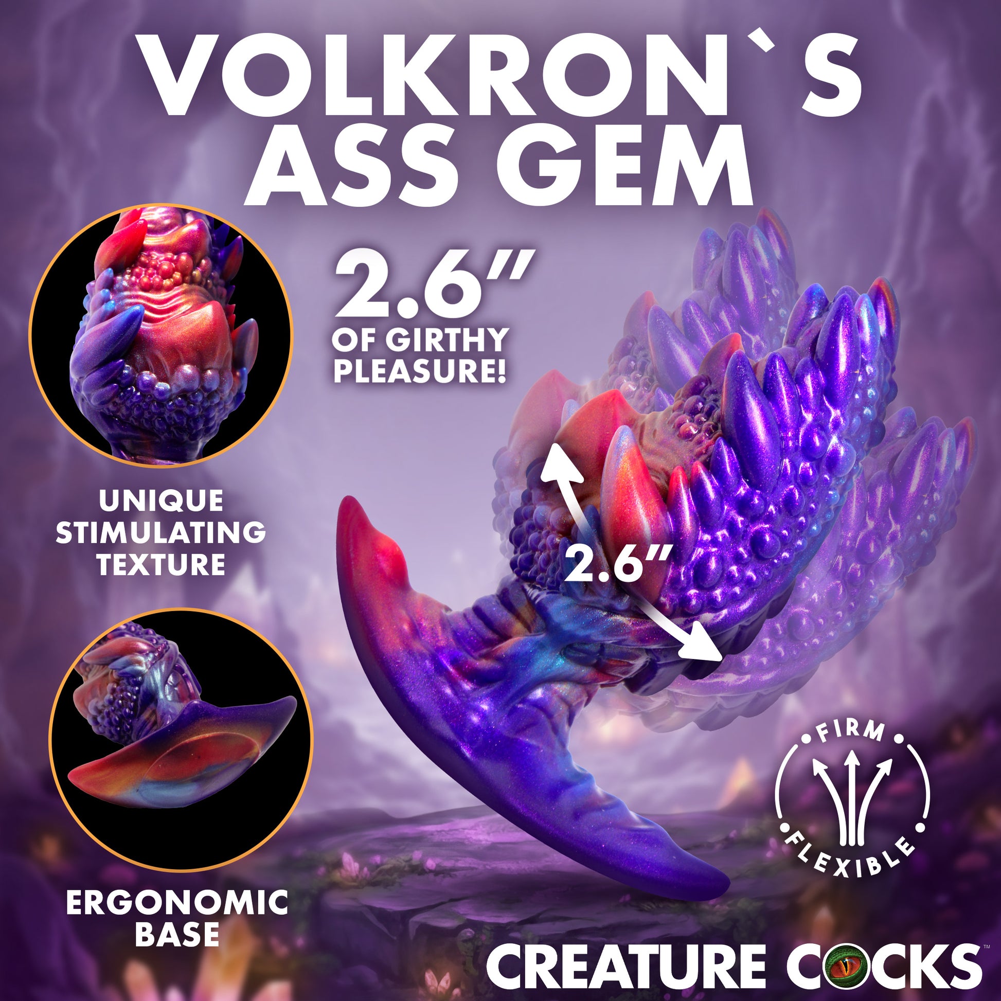 Heavy ridges bumps and spiraling ribs on VOLKRON anal plug for prostate
and wall stimulation