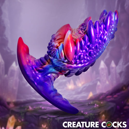 VOLKRON textured fantasy anal plug for men by Creature Cocks in
purple black demon design 