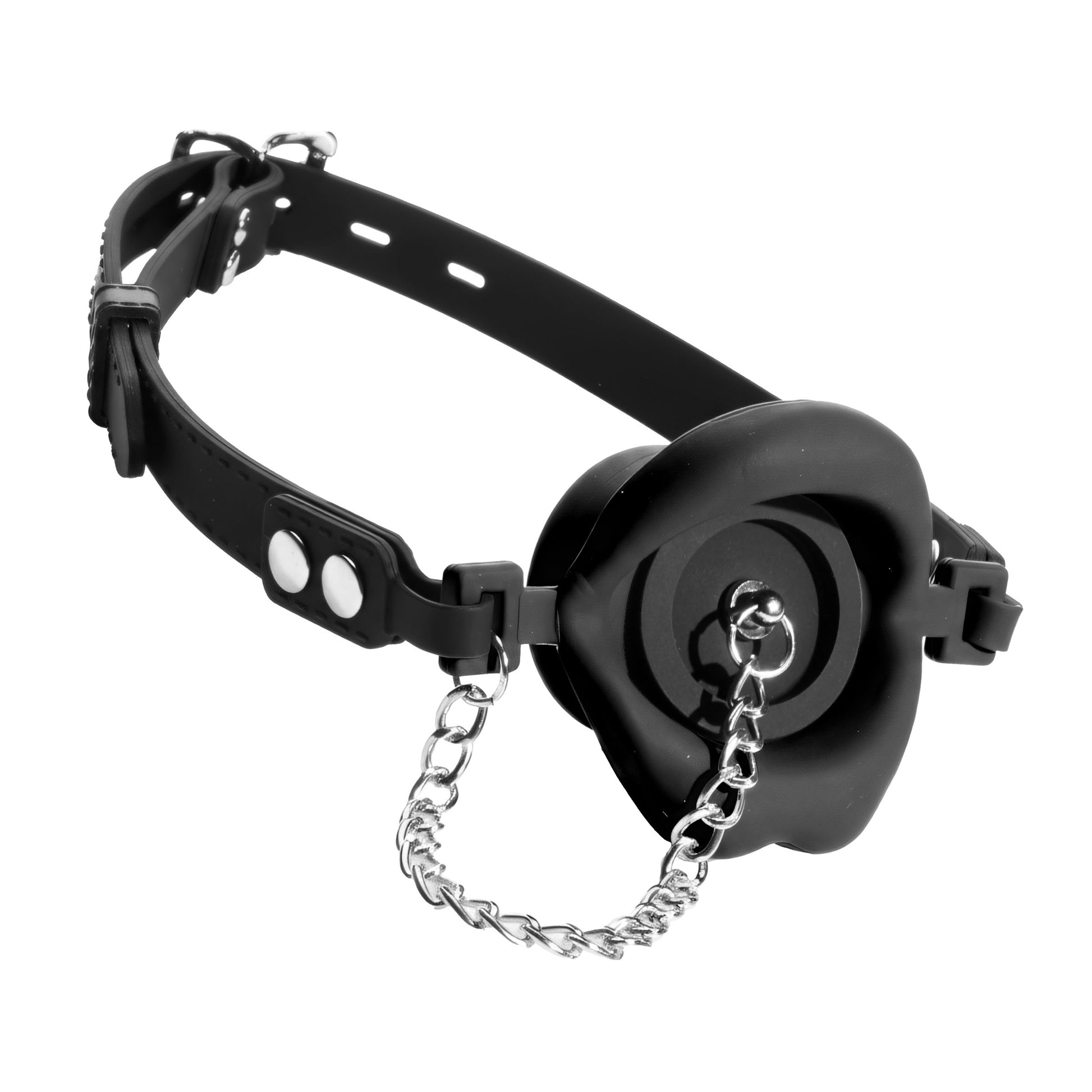 Master Series Plugged feeding gag complete set for men's bondage with strap buckle and plug