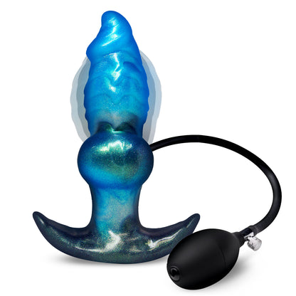 Blizzard silicone inflatable plug gay men pump ice blue wolf creature ergonomic