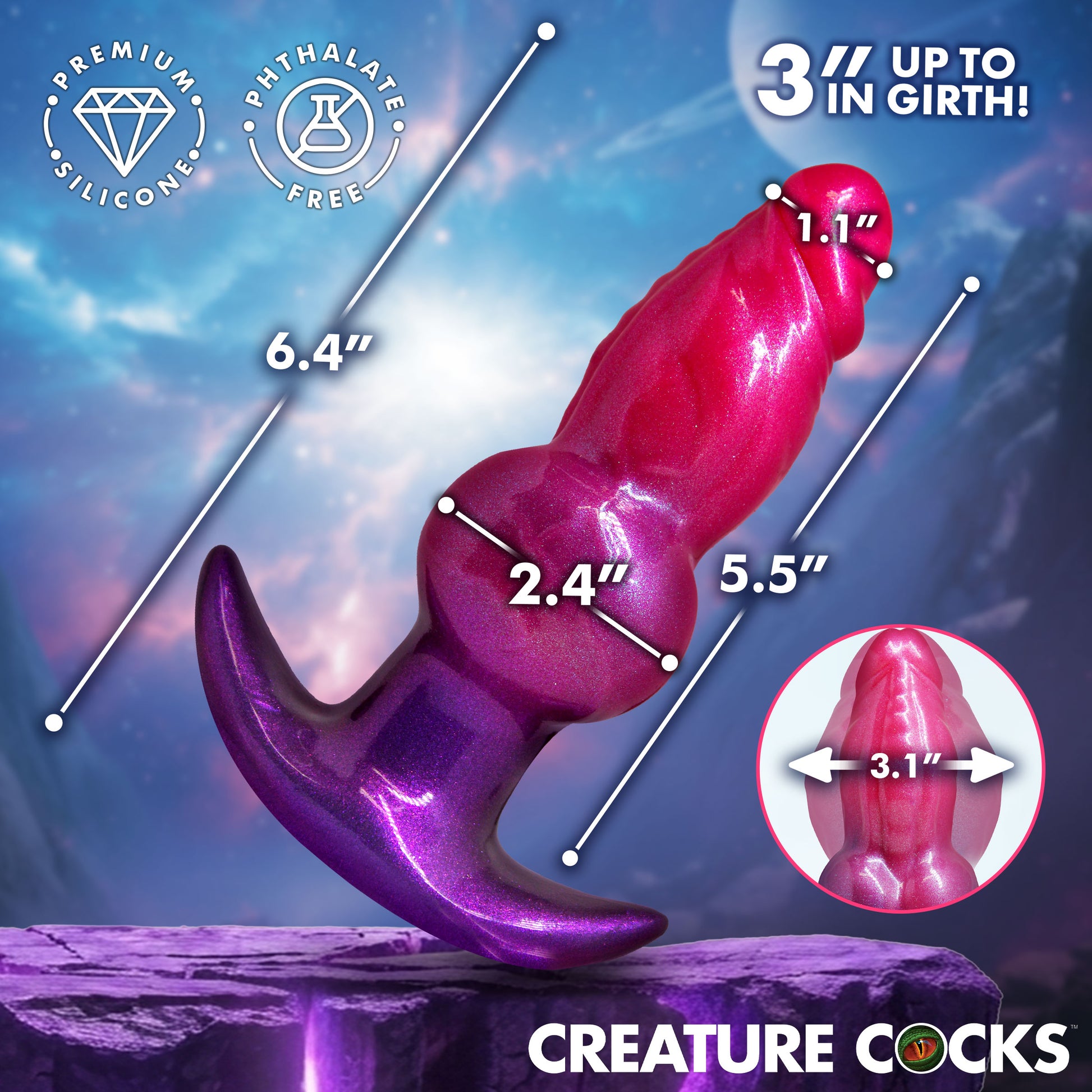 Creature Cocks galactic hound inflatable plug gay men 5.5 insertable pump to 7.4