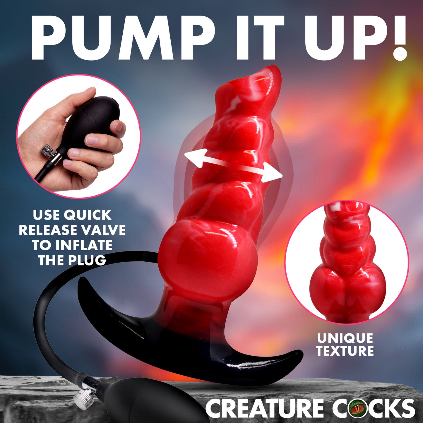Blaze inflatable anal plug gay men 7.4 insertable progressive ridges quick release