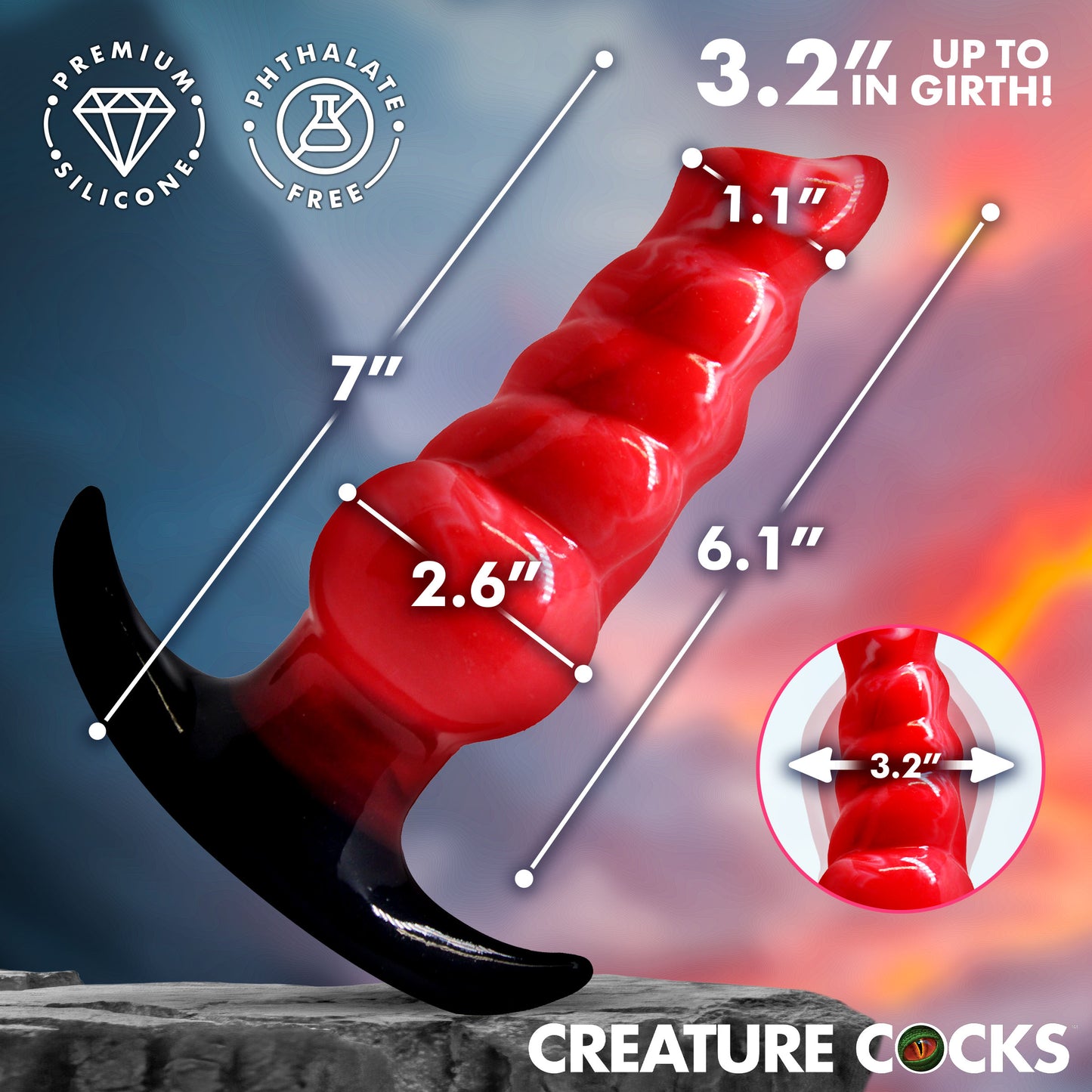Creature Cocks Blaze gay men inflate 3.2 inch girth body-safe phthalate-free
