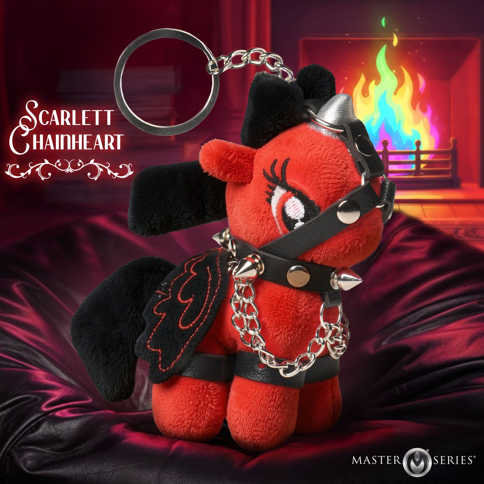 Scarlett Chainheart Bondage Pony Keychain gay red plush Master Series