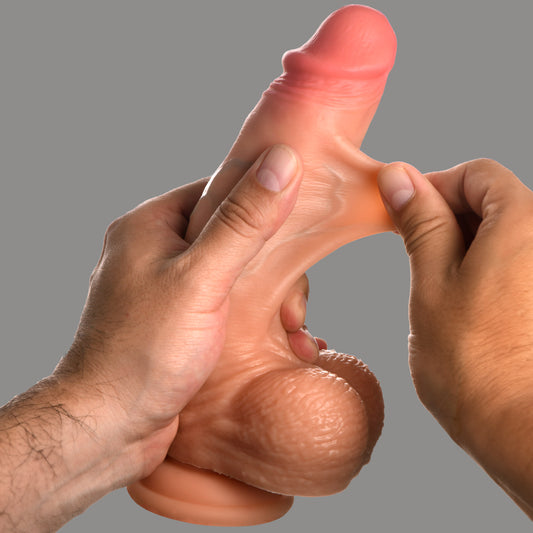8 Inch Real Skin Silicone Dildo with Balls