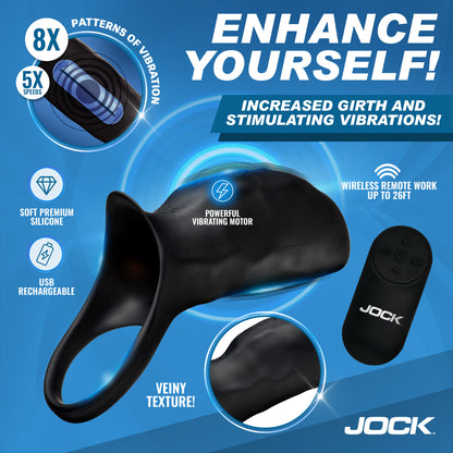 Jock Surge penis sleeve 8 vibration patterns 5 speeds veiny texture wireless remote USB rechargeable